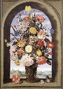 BOSSCHAERT, Ambrosius the Elder Bouquet in an Arched Window  yuyt oil on canvas